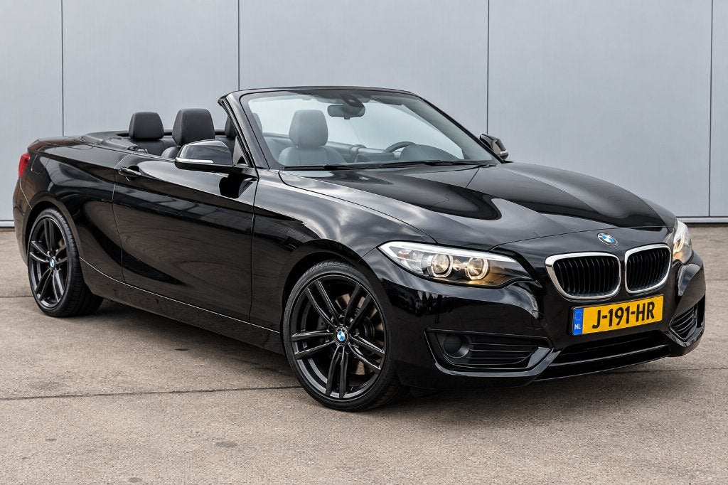 BMW 2-Serie 218i Cabrio 2016 Android/Carplay achteruitrijcam, Auto's, Zwart, Cabriolet, 4 stoelen, Zwart