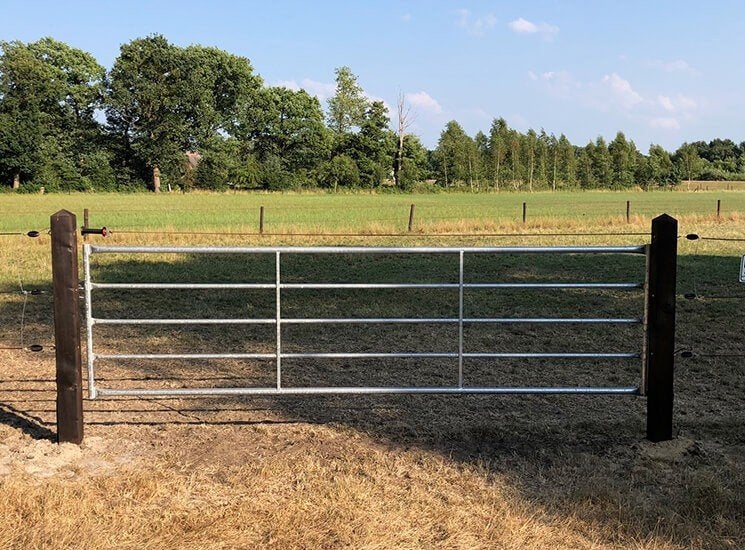 34. Stalen poort | grootveehek | weidepoort | schapenhek, Ophalen of Verzenden, Nieuw, IJzer, Tuinhek