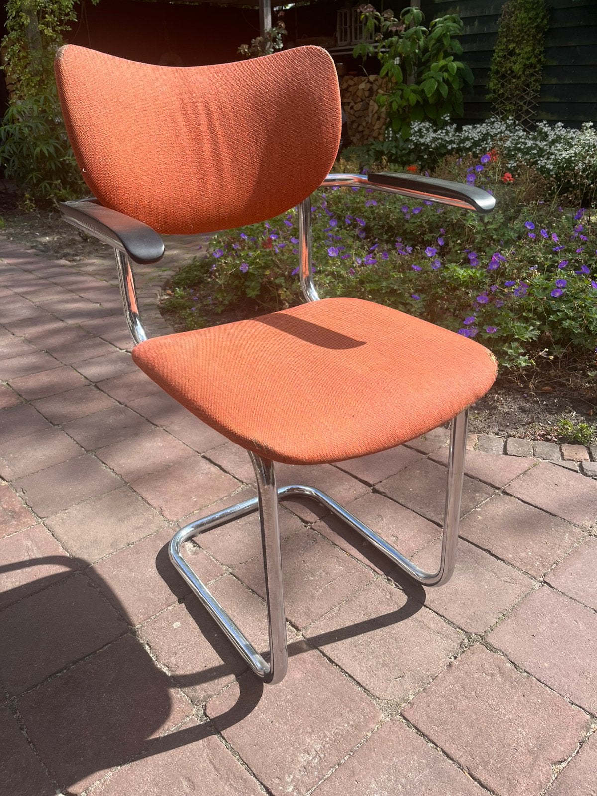 Buisframe bureaustoel, vintage, Gispen-stijl (Nic. Frencken), Ophalen, Gebruikt, Oranje, Bureaustoel