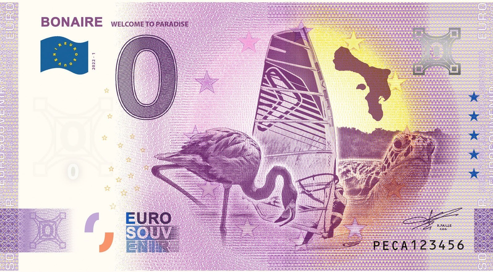 0 Euro biljet Bonaire welcome to paradise 2022, Ophalen of Verzenden, Overige landen, 5 euro