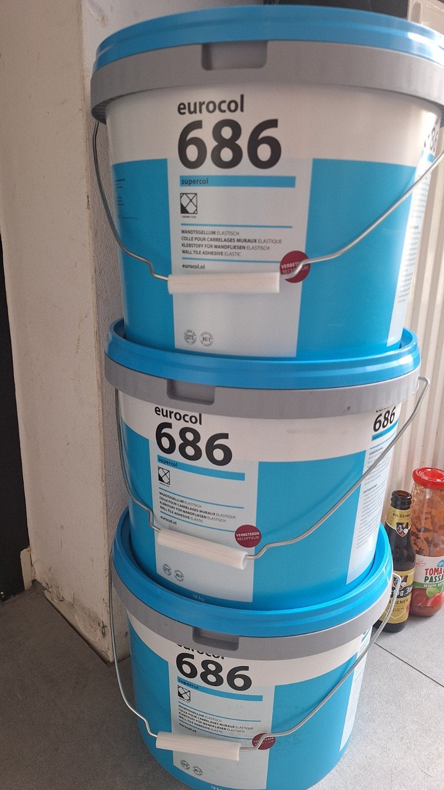 Eurocol 686 tegellijm, Doe-het-zelf en Verbouw, Ophalen, Nieuw, Wit