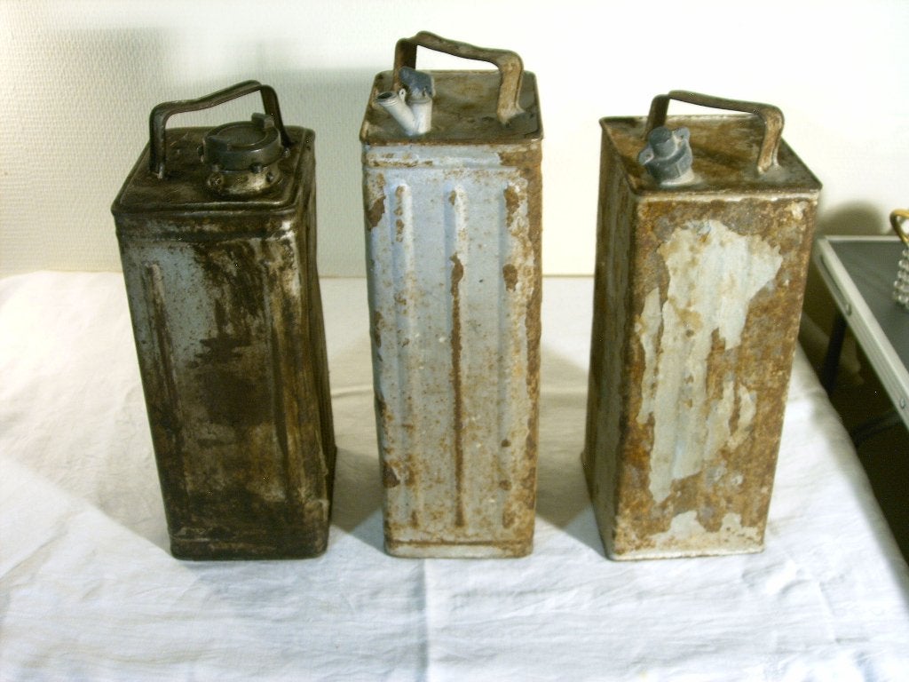 Drie oude Franse oliekannen, Ophalen of Verzenden