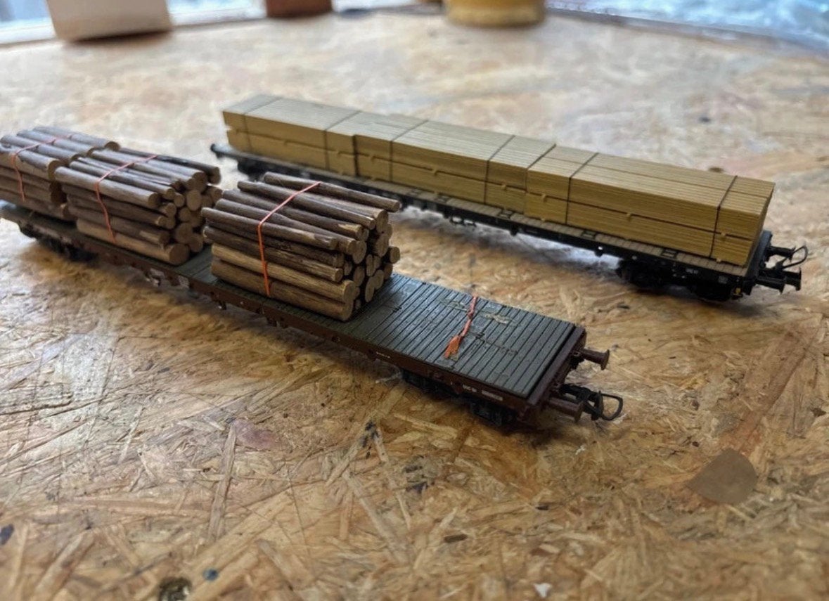 Platte wagens met lading H0, Gebruikt, Gelijkstroom, Fleischmann, Wagon