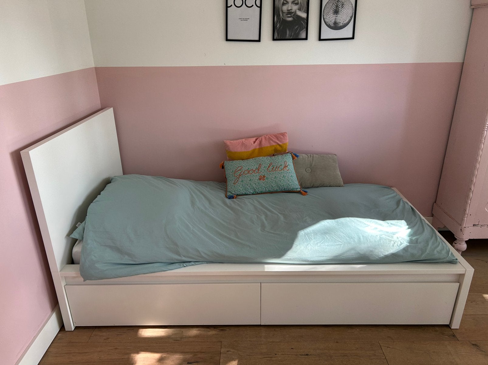 Bed Malm Ikea met 2 bedlades!, Huis en Inrichting, Ophalen, 90 cm, Eenpersoons, Wit