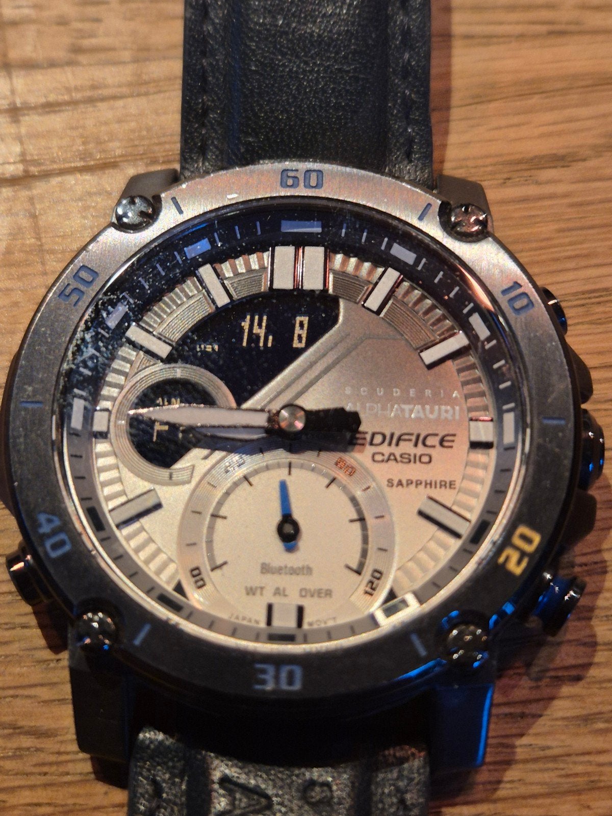 Casio Edifice Scuderia AlphaTauri ECB-20 Bluetooth Horloge, Casio, Leer, Staal, Polshorloge