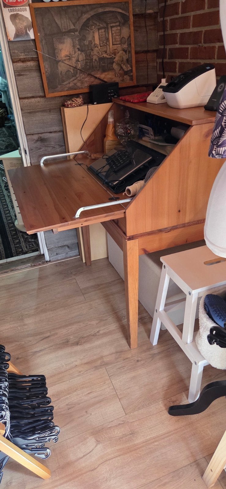 Hemnes bureau/secretaire met uitschuifblad - houtkleur, Ophalen