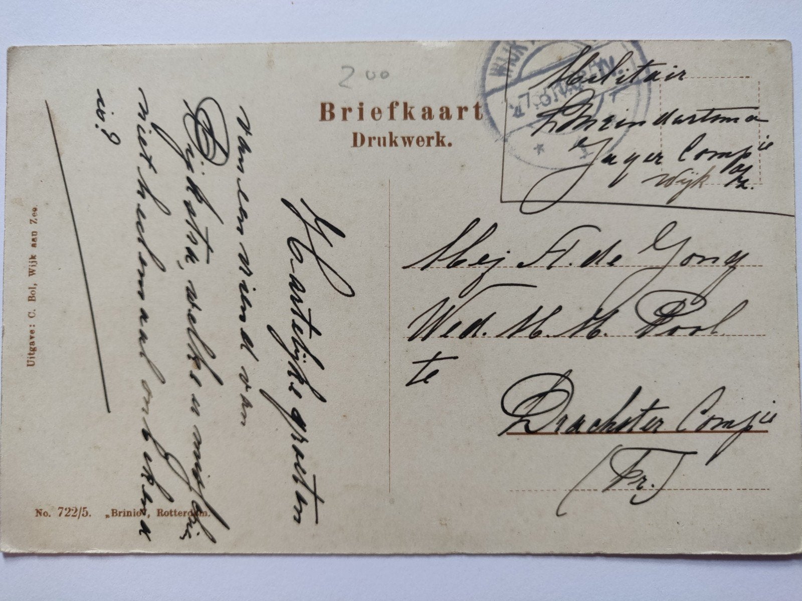 g20 wijk aan zee 1915 militair, Verzamelen, Ophalen of Verzenden, 1920 tot 1940, Noord-Holland