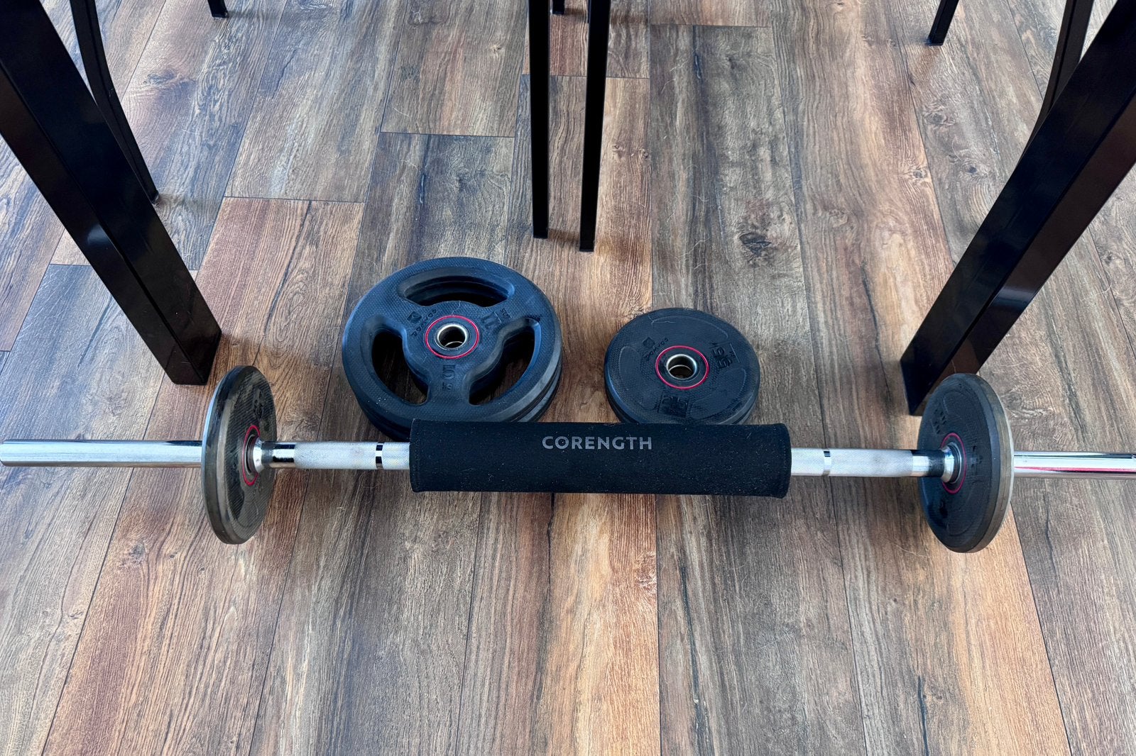 Stang inclusief gewichten, Sport en Fitness, Ophalen, Gebruikt