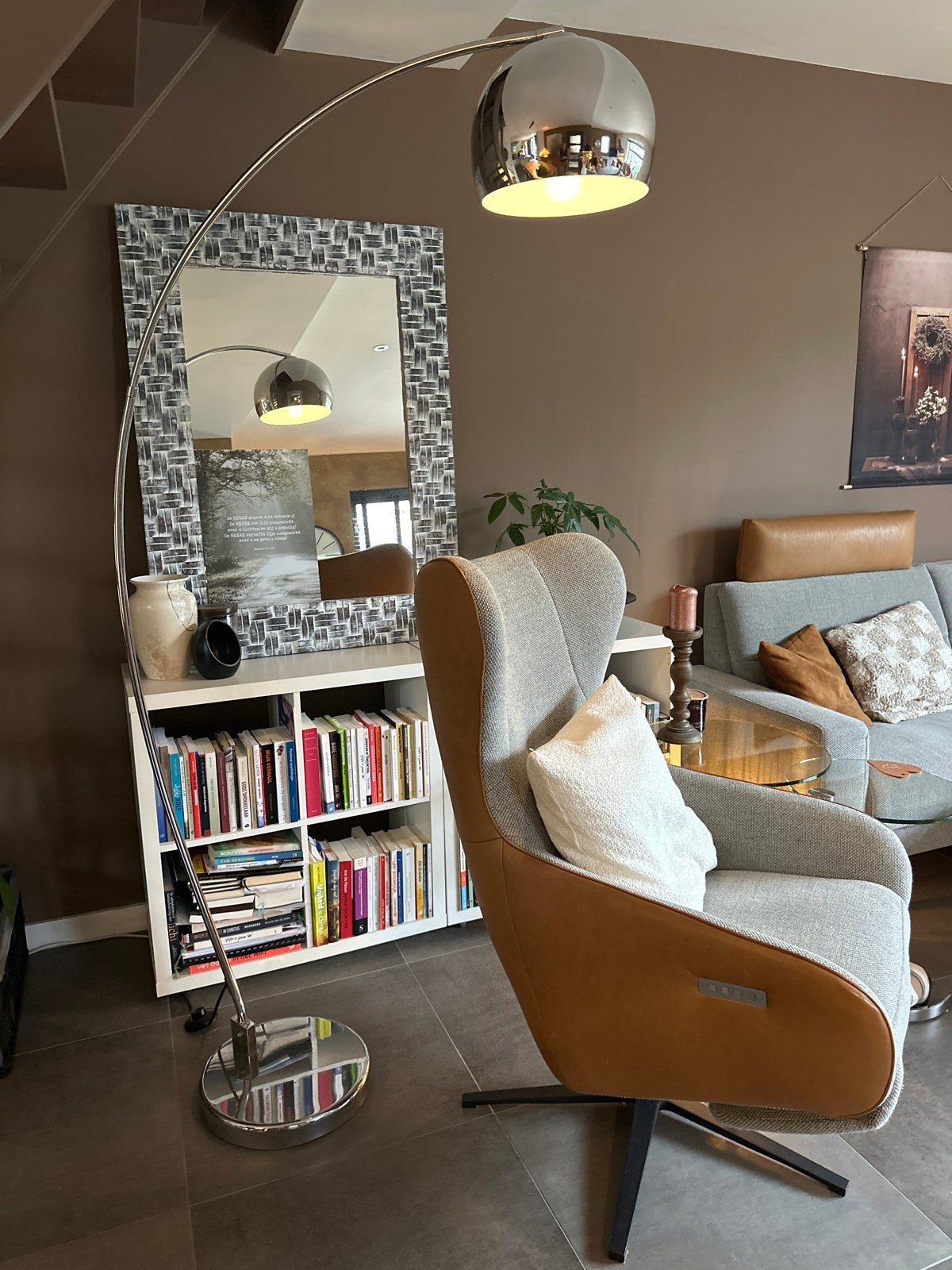 Retro Booglamp - Jaren '30 Stijl, Art deco, Zo goed als nieuw, Metaal, 150 tot 200 cm