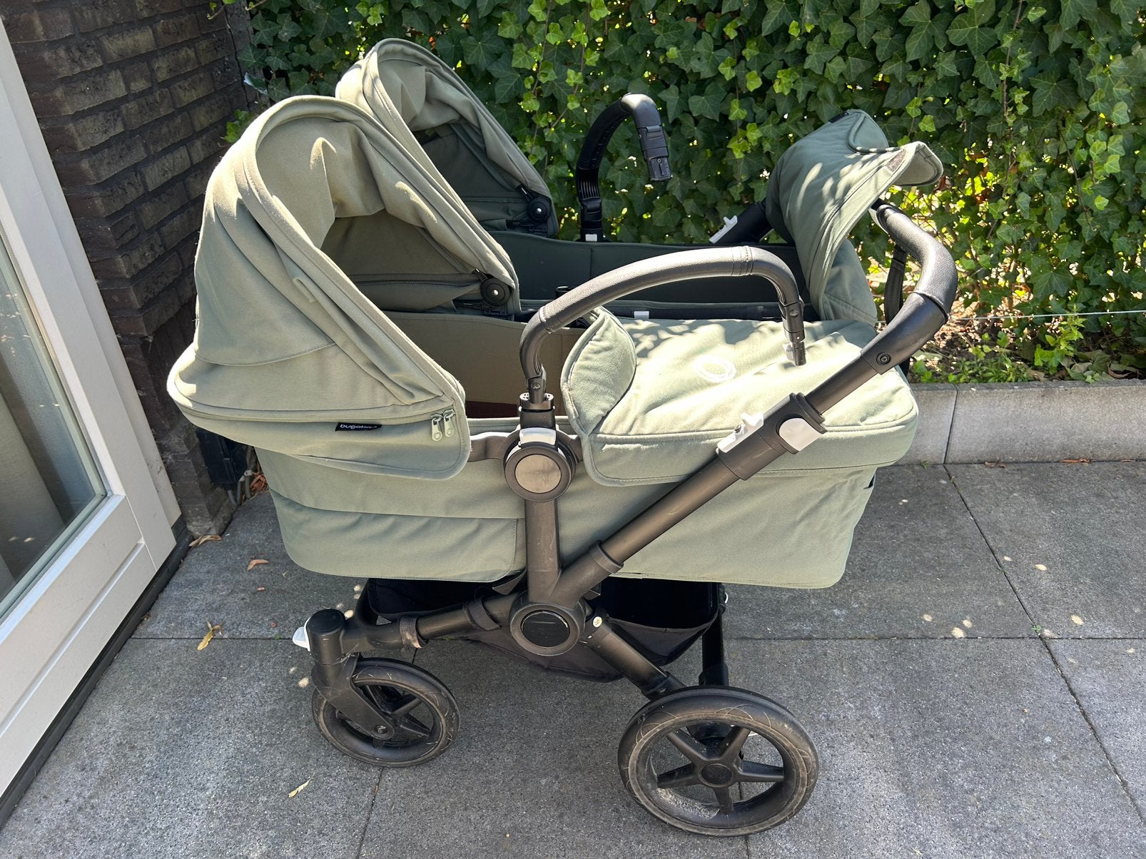 Bugaboo Donkey 5 Twin | Forest Green | Zeer compleet, Ophalen, Zo goed als nieuw, Kinderwagen of Buggy