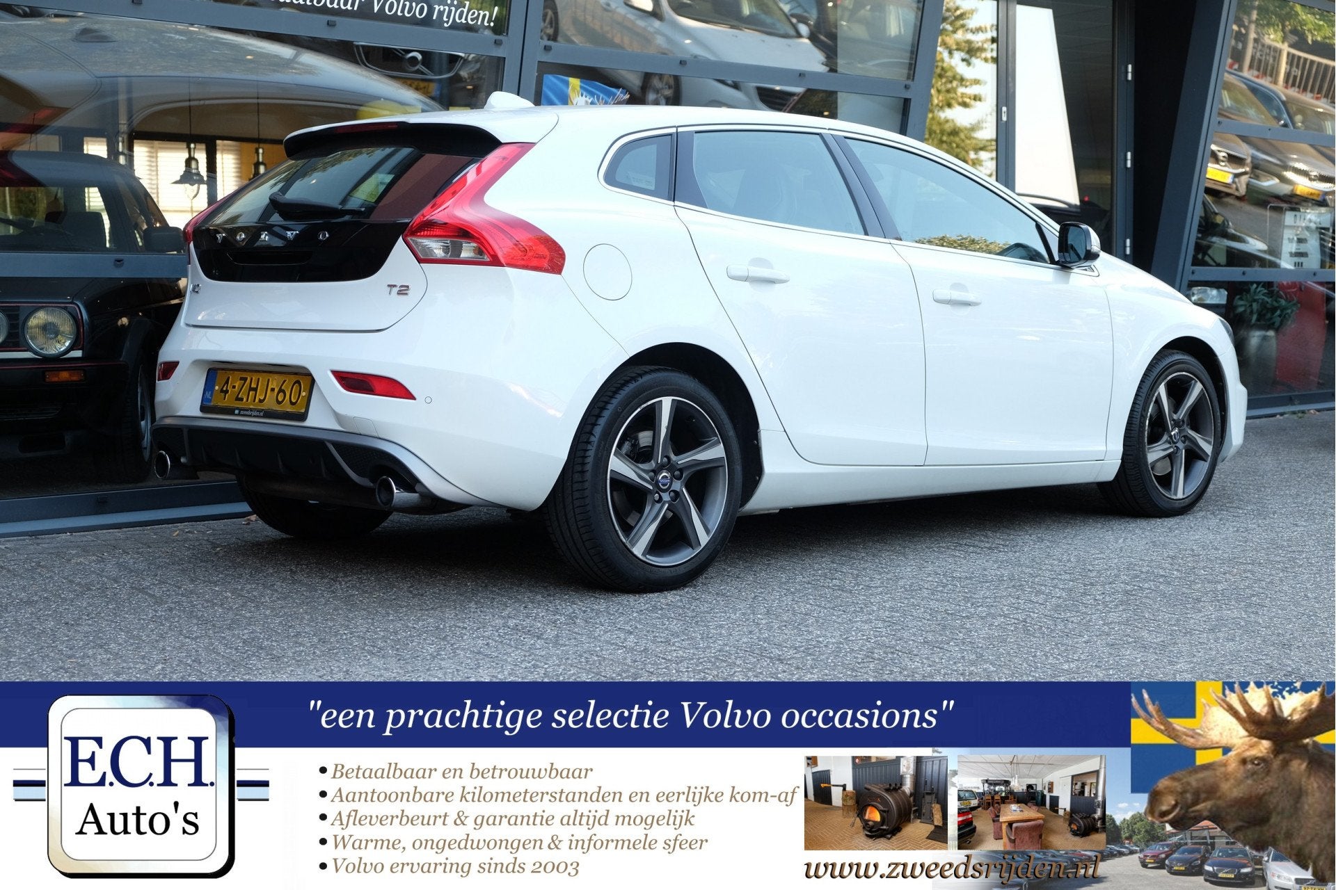 Volvo V40 1.6 T2 R-Design, Bluetooth Dealer onderhouden, Voorwielaandrijving, Gebruikt, Met garantie (alle), Wit