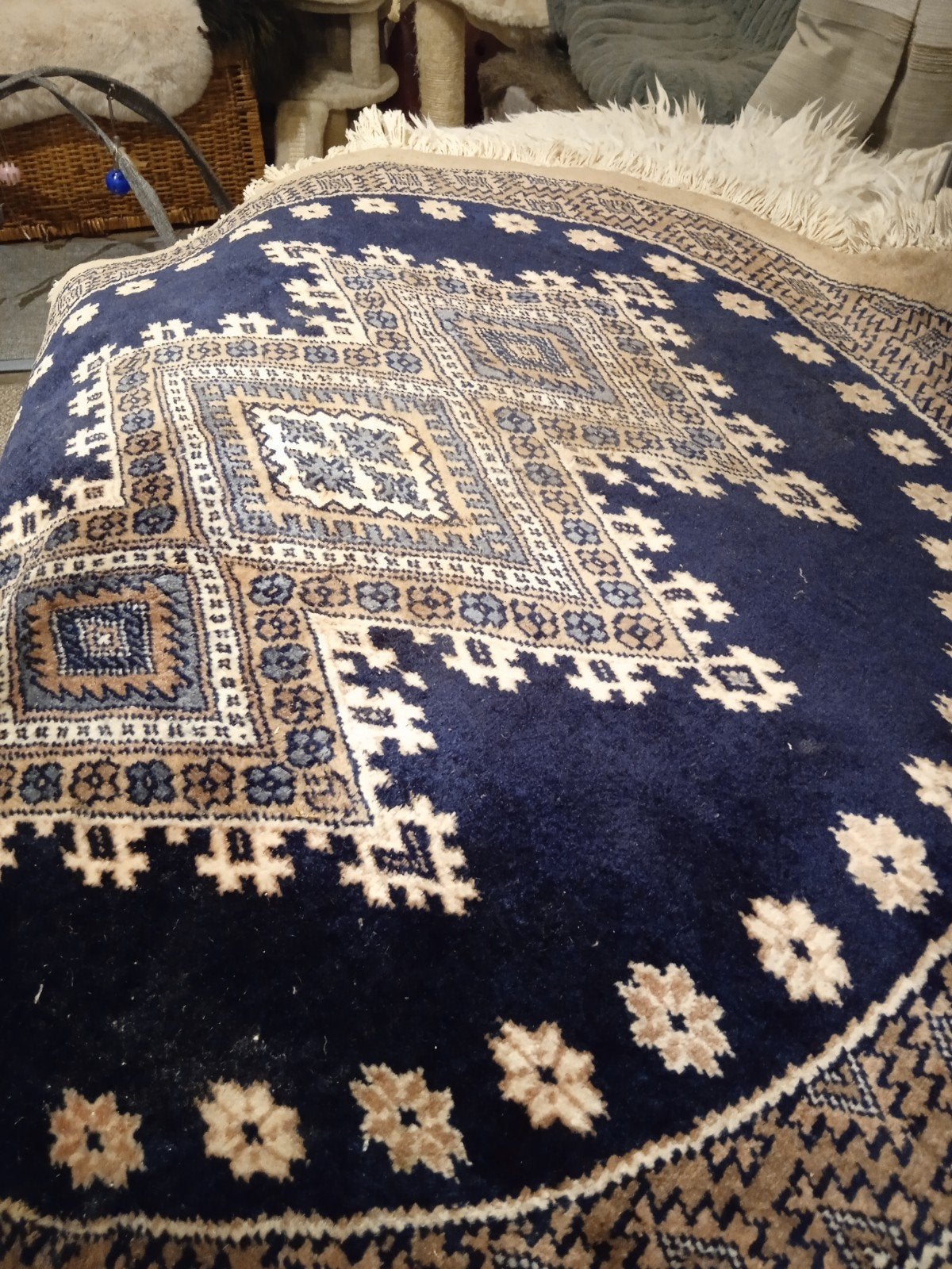 Prachtig handgemaakt Perzisch tapijt - Bouchara W.W., Huis en Inrichting, Gebruikt, Blauw, 150 tot 200 cm, Rond