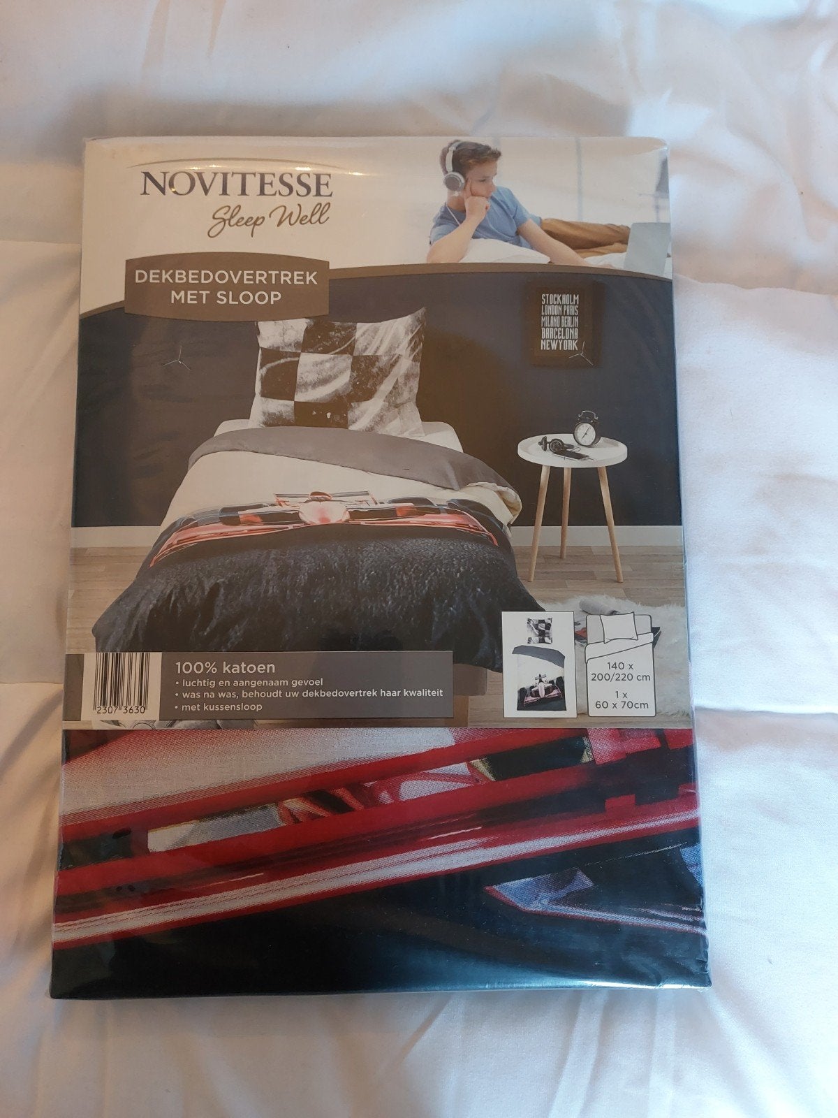 Novitesse Sleep Well Dekbedovertrek met sloop 100% katoen, Ademend, Eenpersoons, Meerkleurig, Dekbedovertrek