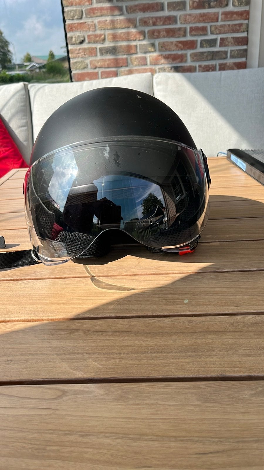 Zwarte Vinz scooterhelm - Maat XL, Fietsen en Brommers, Ophalen of Verzenden, Gebruikt, Extra large of groter