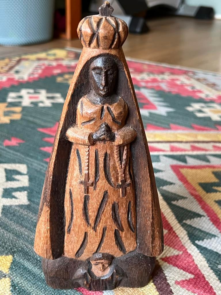 Houten Beeld Lieve Vrouwe van Aparecida (Zwarte Madonna), Antiek en Kunst, Kunst | Beelden en Houtsnijwerken, Minder dan 20 cm