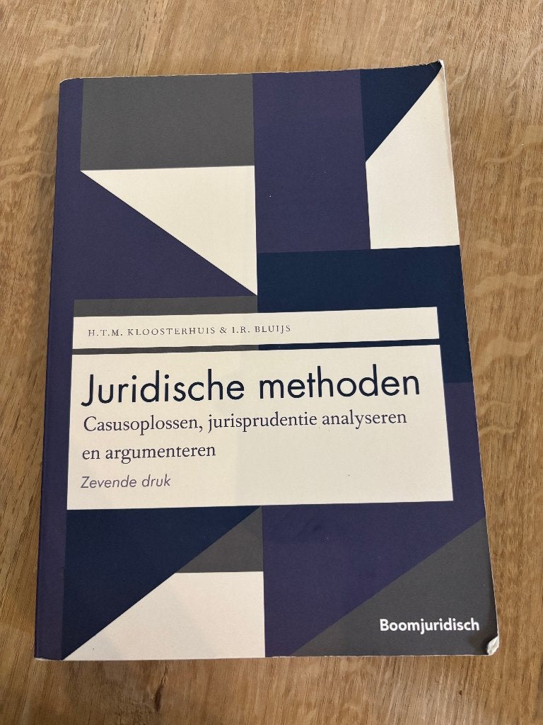 Juridische methoden 7e druk, Boeken, Studieboeken en Cursussen, Ophalen of Verzenden, Alpha, Zo goed als nieuw, WO