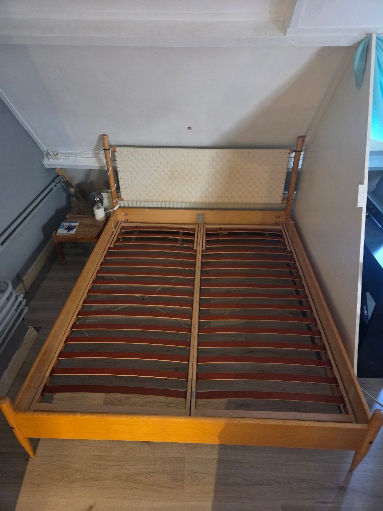 Tweepersoonsbed 200x160cm, Huis en Inrichting, Ophalen, Beige, Tweepersoons, 200 cm