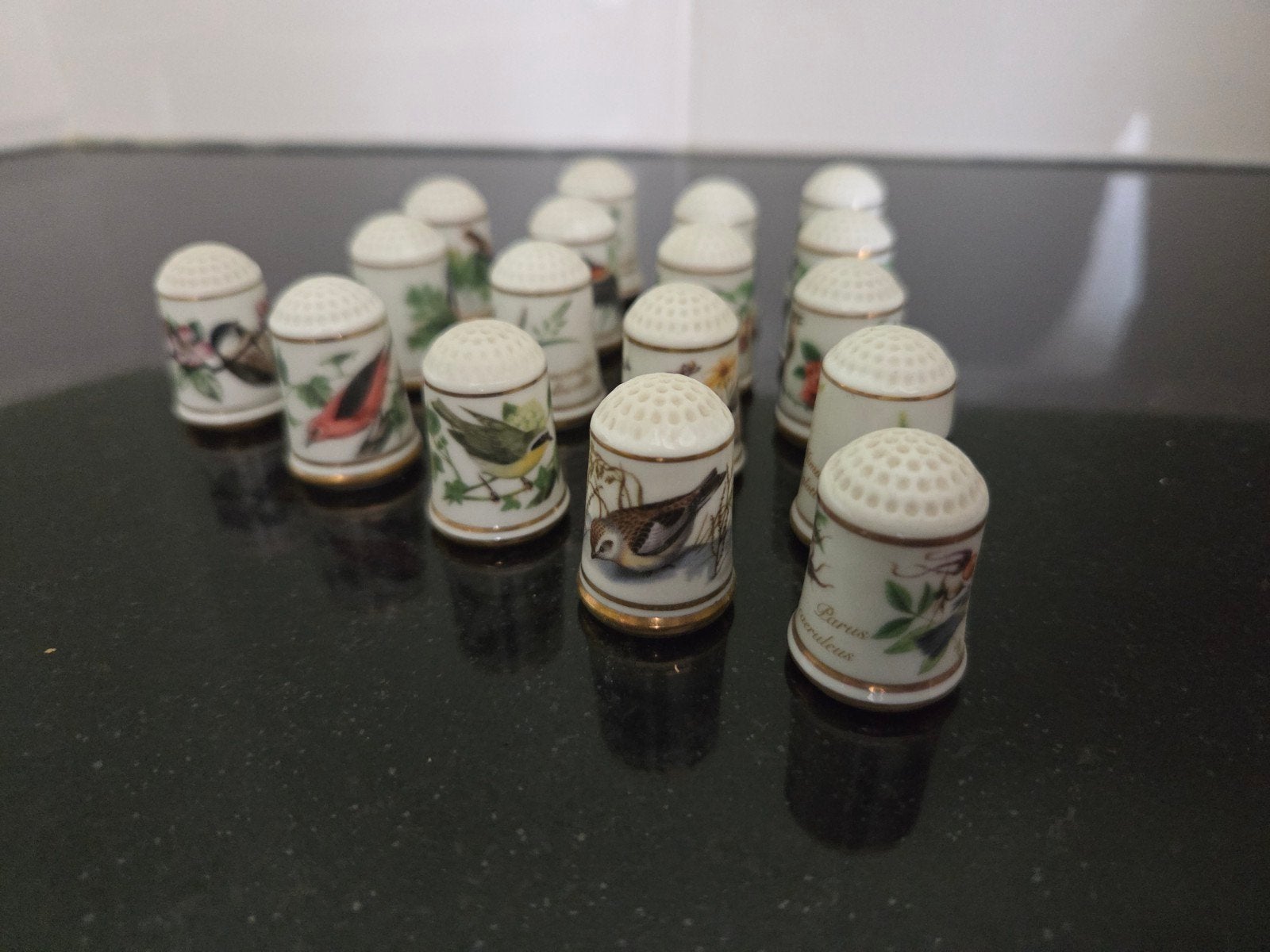 17x Franklin Porselein Vingerhoedjes - Garden Birds, Ophalen of Verzenden, Zo goed als nieuw, Porselein
