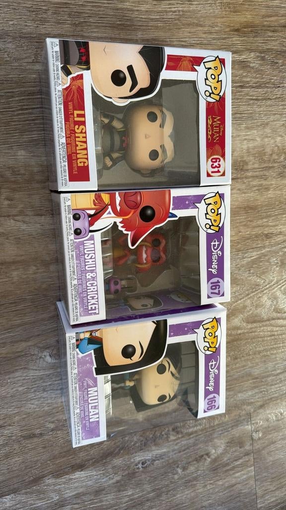 Funko Pop! Mulan Set: Li Shang, Mushu & Cricket, Mulan, Ophalen of Verzenden, Gebruikt