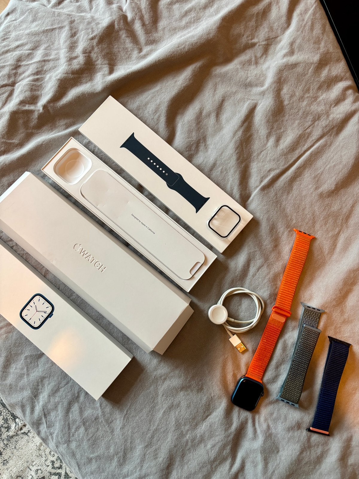 Apple Watch 7 - GPS - LTE - 45MM - 32 GB - Aluminium Blue, Ophalen, Blauw, IOS, Zo goed als nieuw
