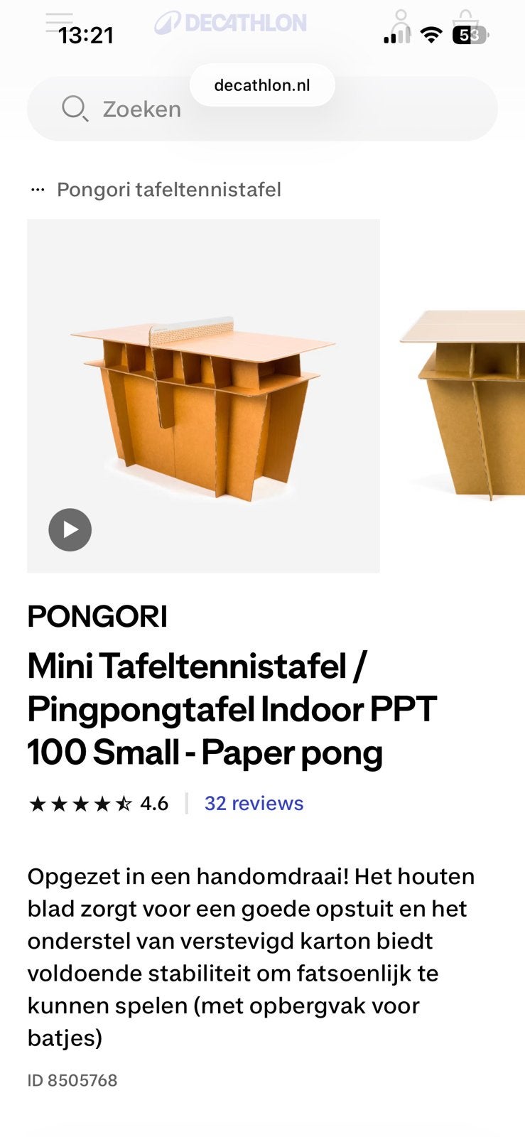 Pingpong tafel van Decathlon, Sport en Fitness, Tafeltennis, Ophalen, Zo goed als nieuw