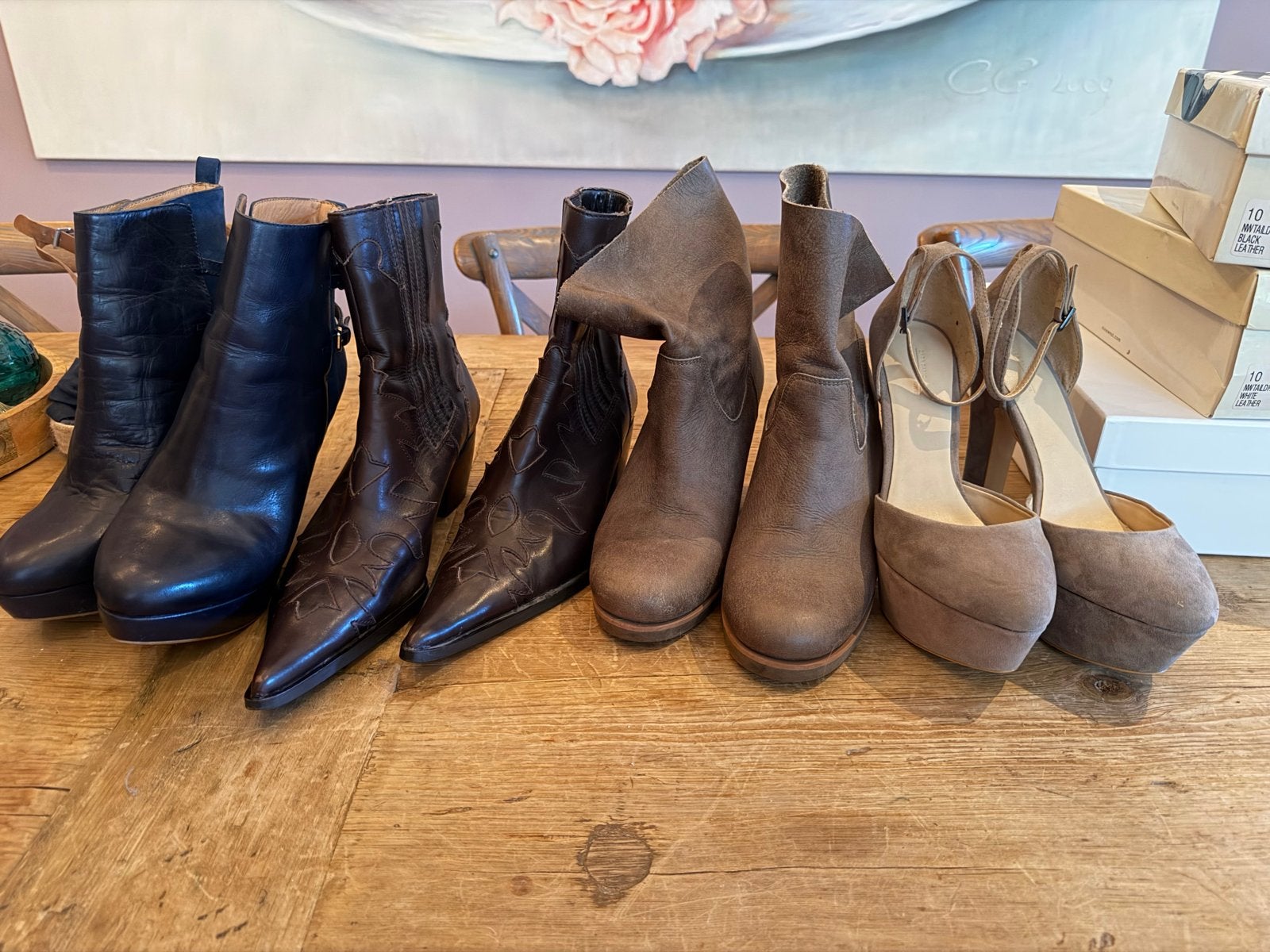 Diverse Dames Schoenen - Laarzen, Pumps & Enkellaarsjes, Ophalen of Verzenden, Gedragen, Bruin, Lage of Enkellaarzen