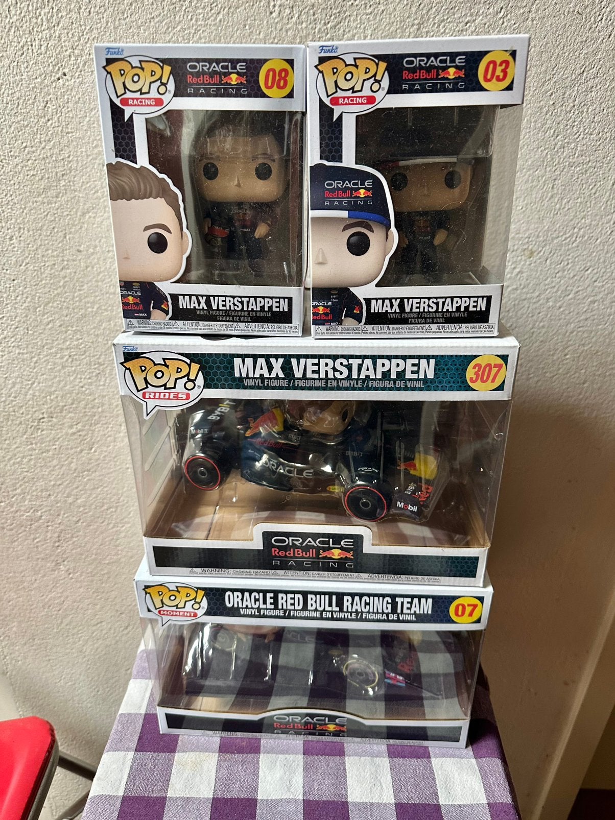 4 x Max Verstappen Funko pop, Verzamelen, Ophalen of Verzenden, Zo goed als nieuw, Formule 1