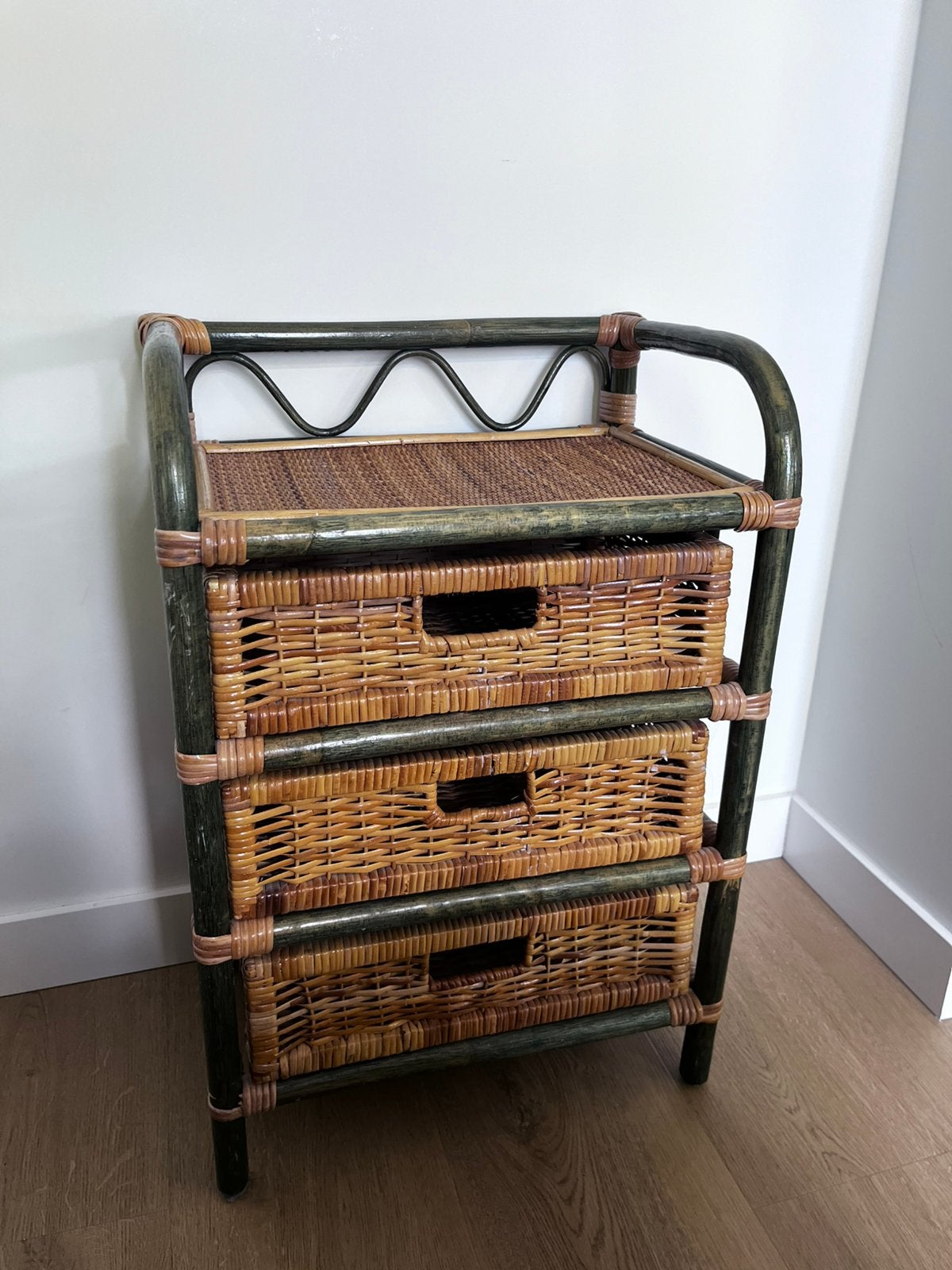 Vintage bamboe kastje, Huis en Inrichting, Ophalen, Minder dan 50 cm, 1 of 2 laden, Zo goed als nieuw