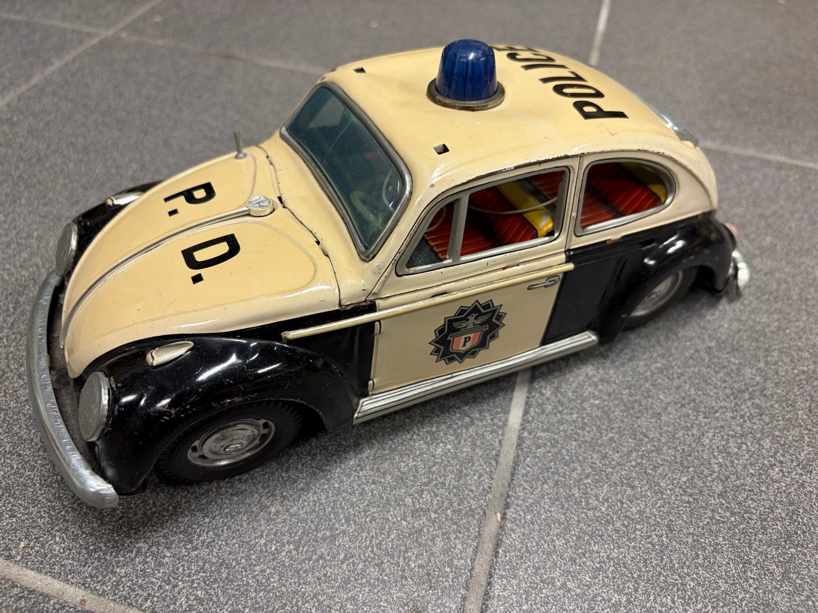 Vintage blikken politieauto Kever - Speelgoed, Ophalen of Verzenden, Gebruikt
