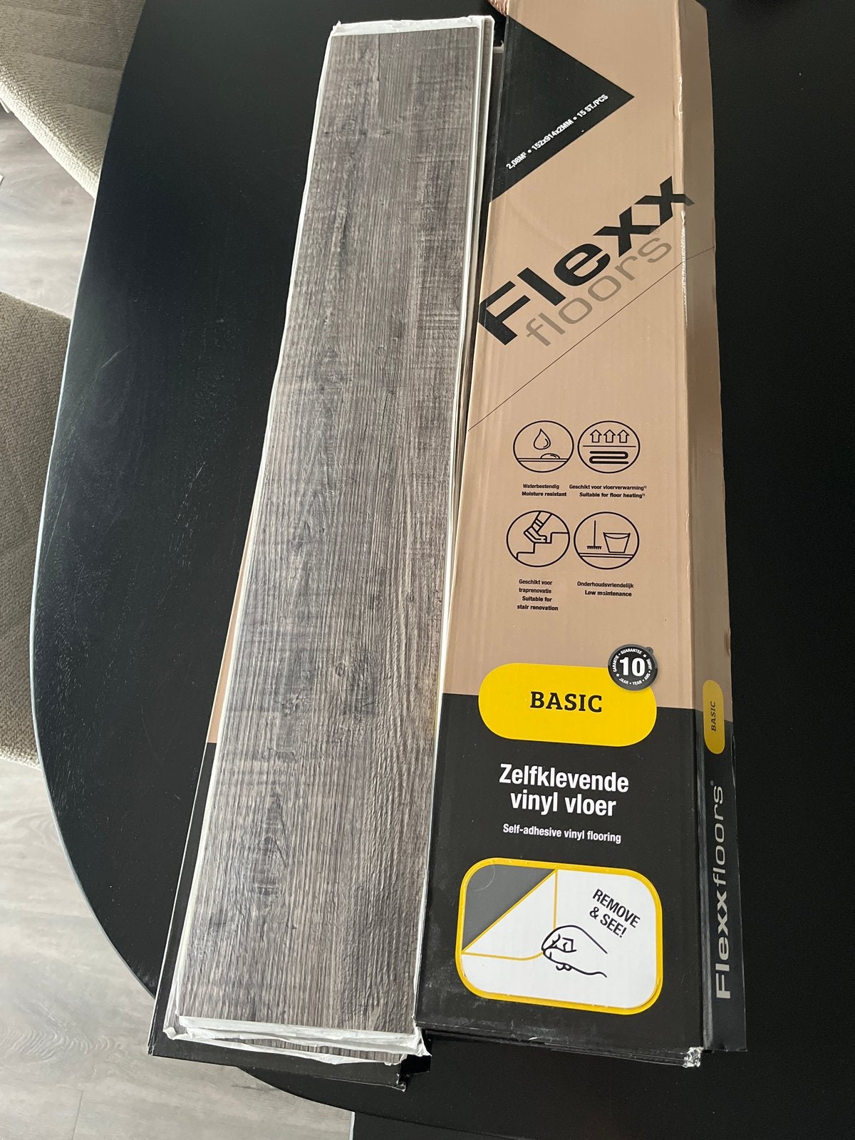 Flexxfloors Basic Vintage Grey Pine zelfklevende vinyl vloer, Ophalen, Kunststof, 50 tot 150 cm, Overige typen