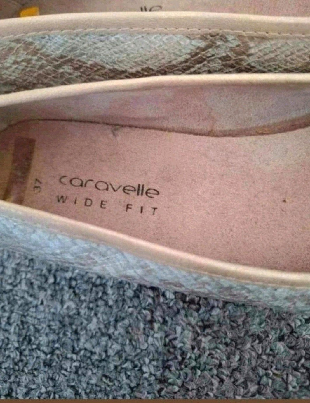 Caravelle Wide Fit Ballerina's Zilver/Champagne Reptielprint, Overige kleuren, Caravelle, Gedragen, Ballerina's