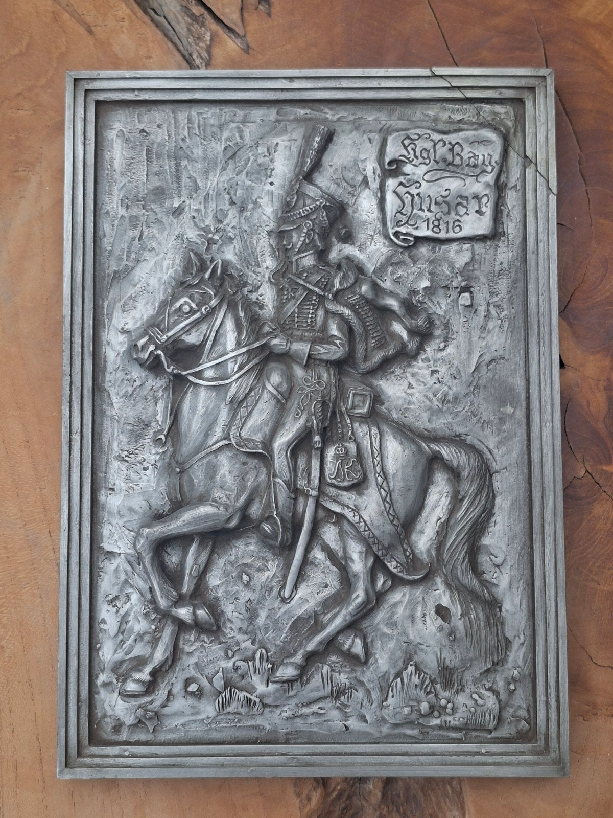 Antieke Tinnen Plaquette Duitse Huzarenruiter ca. 1815-1816, Antiek en Kunst, Antiek | Tin, Ophalen of Verzenden