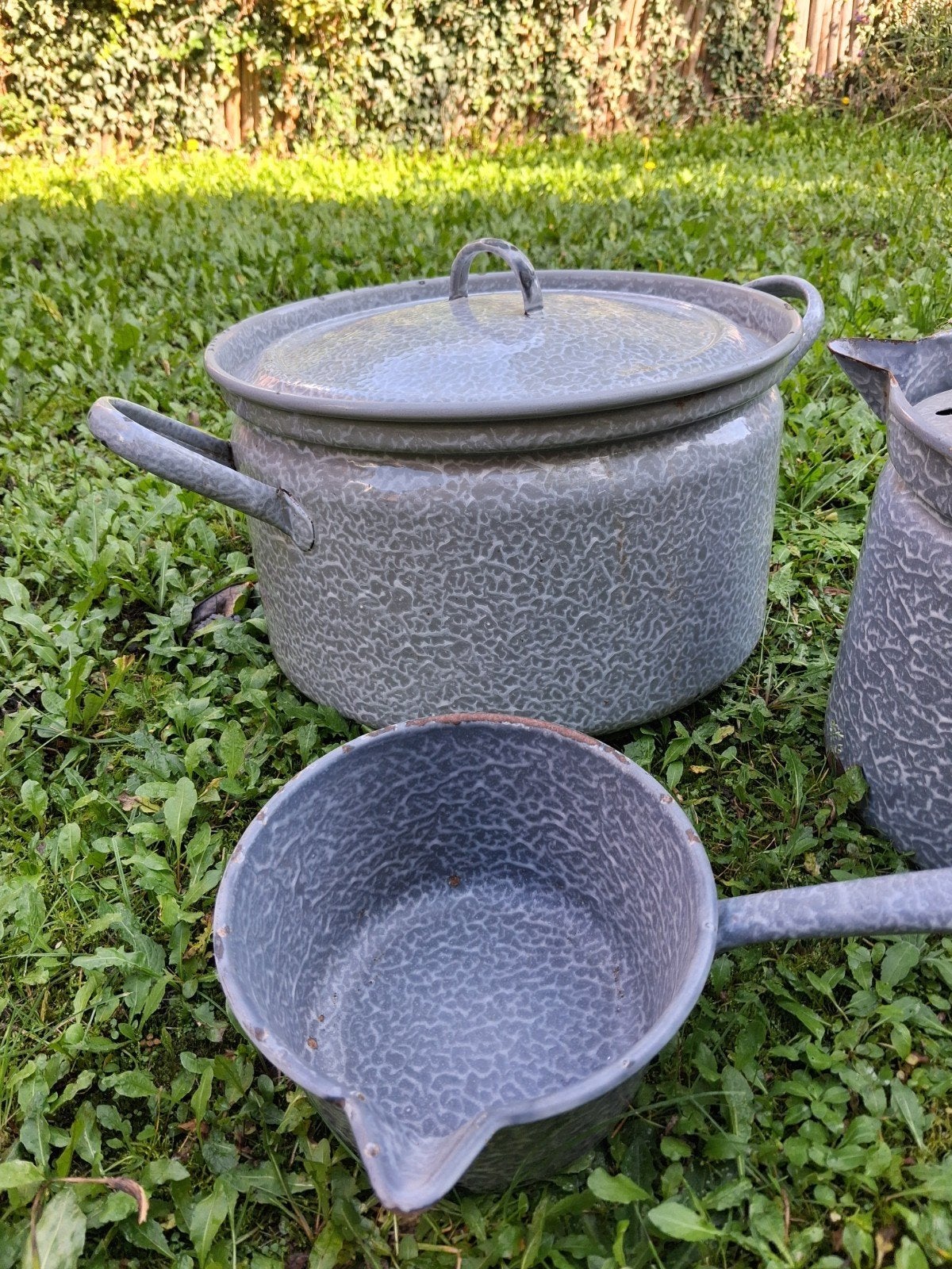 Vintage geëmailleerde pannen set - 5 stuks, Ophalen