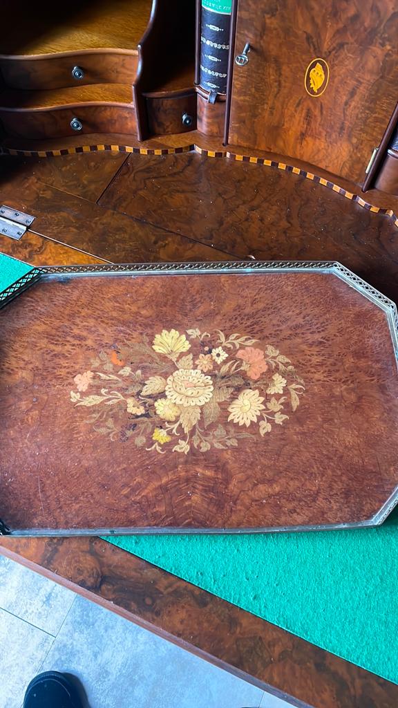 Italiaans vintage intarsia dienblad 55x30 cm, Ophalen of Verzenden