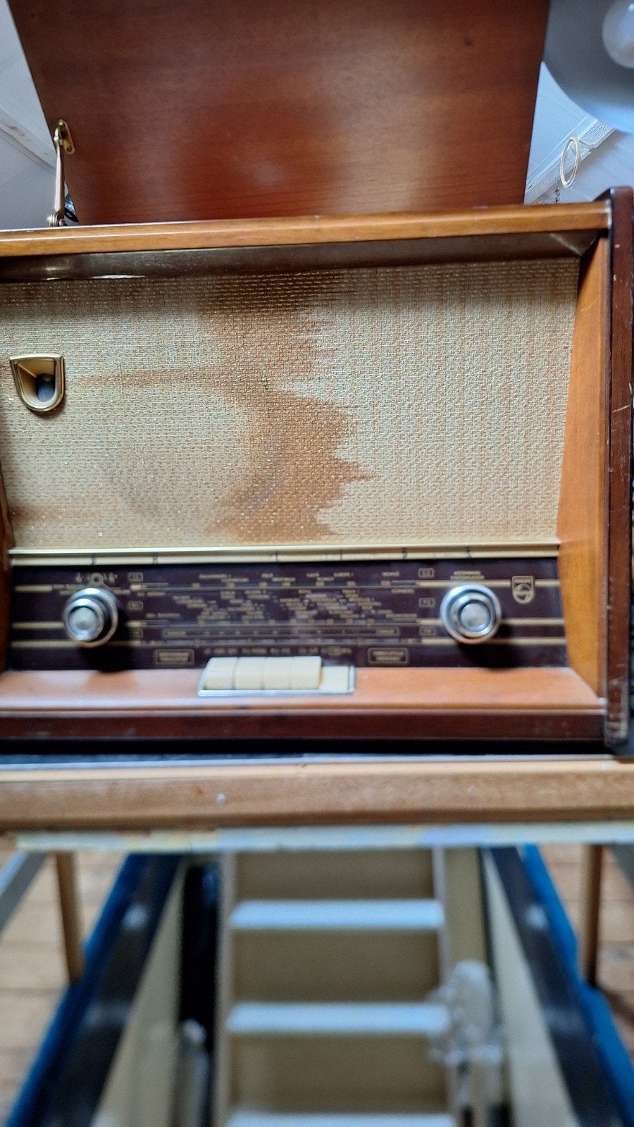 Vintage Philips Platenspeler met Radio - Jaren '50, Audio, Tv en Foto, Ophalen, Gebruikt, Platenspeler, Philips