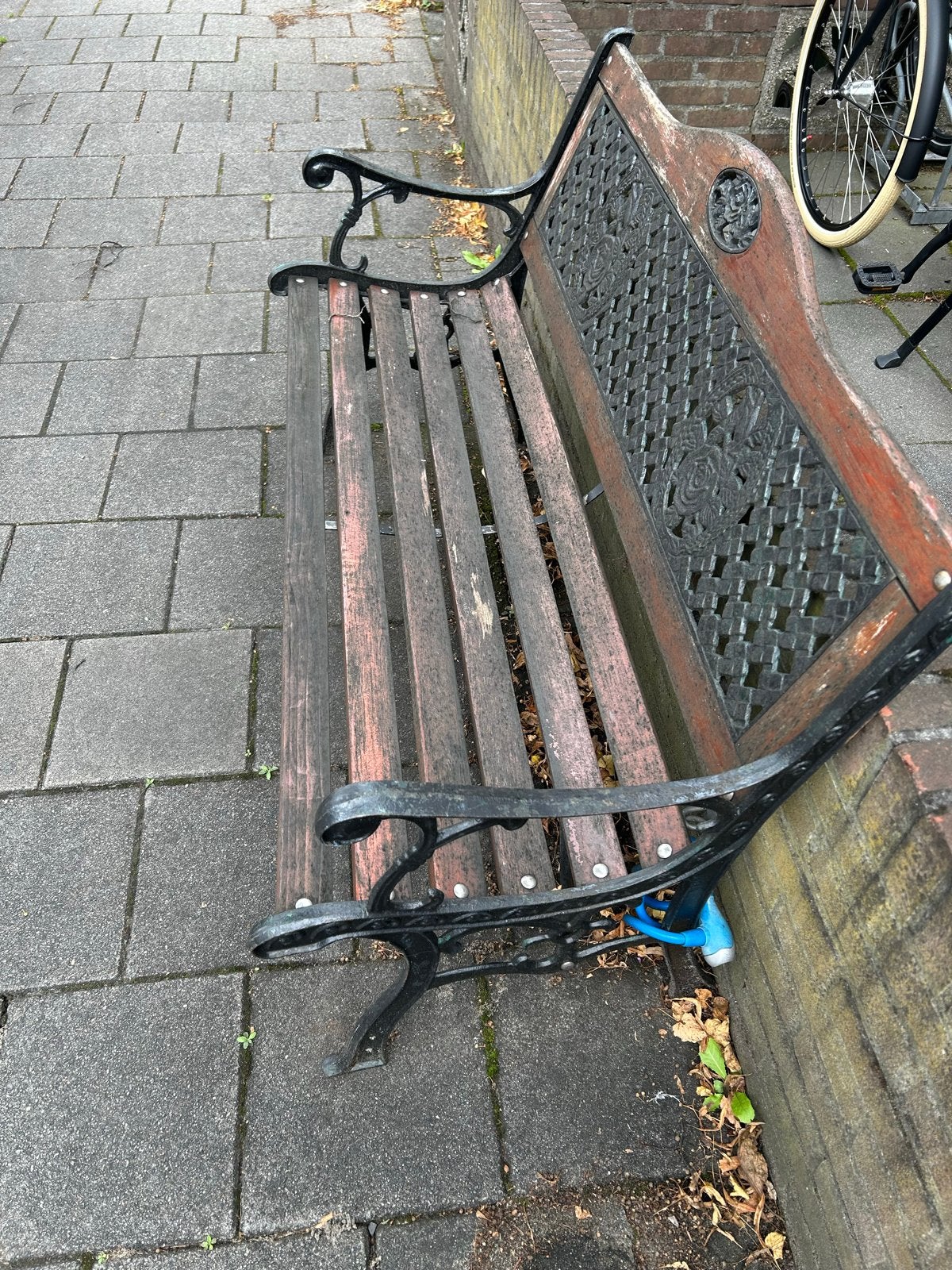 Tuinbank met gietijzeren frame - opknapper, Tuin en Terras, Ophalen, Gebruikt, Hout