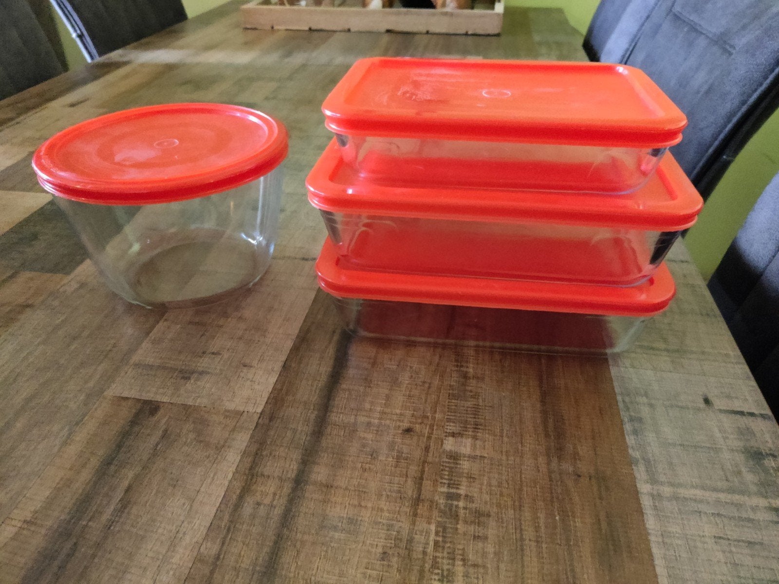 Set Pyrex schalen (2 middelgroot, 1 klein en 1 rond), Ophalen, Gebruikt, Schaal