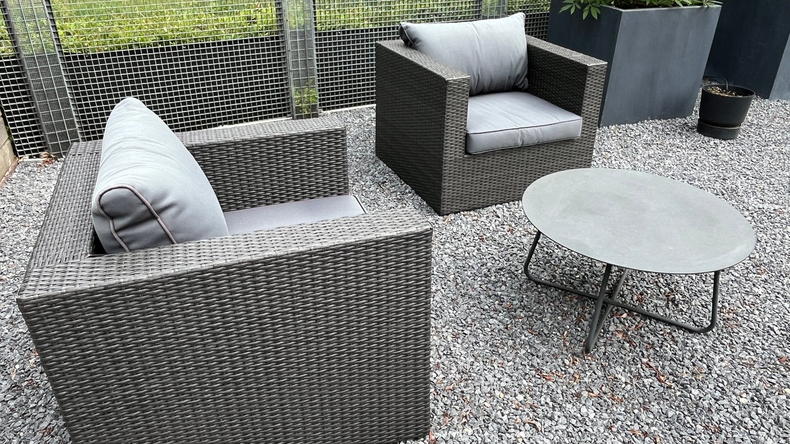 Tuinset Modena met 2 fauteuils en tafeltje., Tuin en Terras, Tuinsets en Loungesets, Ophalen, 4 zitplaatsen, Gebruikt, Aluminium