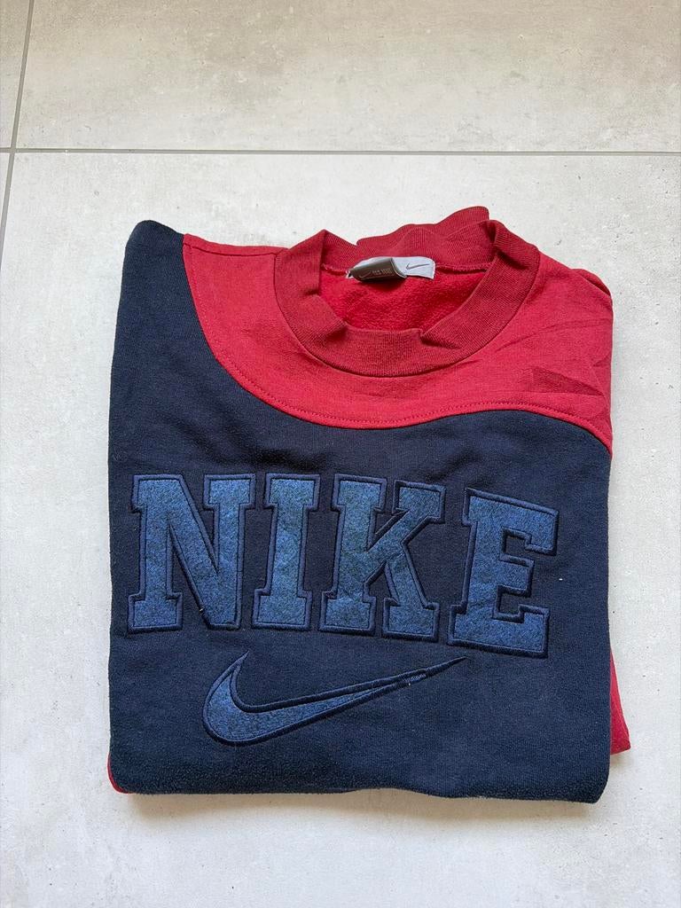 Vintage Nike Sweatshirt - Rood/Donkerblauw Maat L, Ophalen of Verzenden, Gedragen, Maat 52/54 (L), Rood