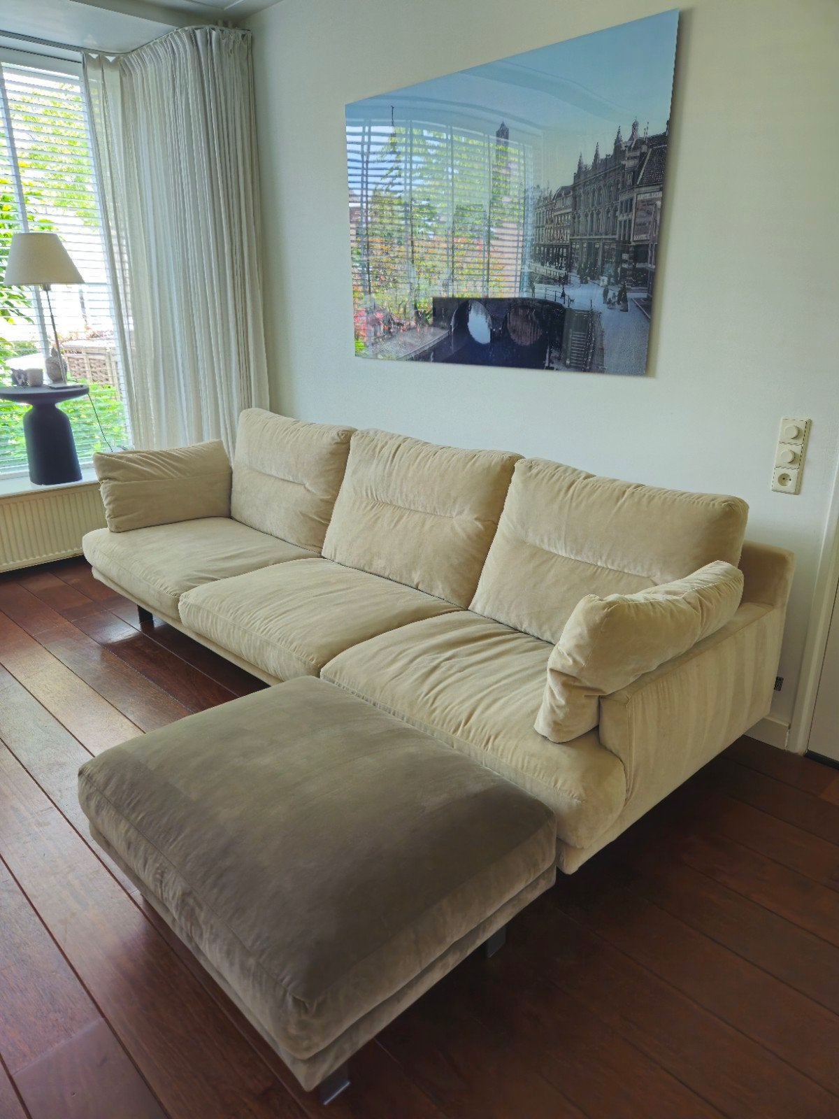 Van Linteloo George 4-zitsbank met hocker, Ophalen, 75 tot 100 cm, Stof, 250 tot 300 cm