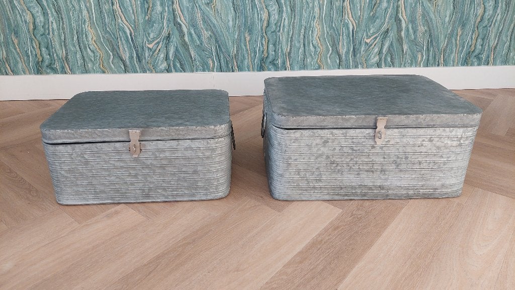 2x opbergkist van zink, Ophalen, Minder dan 50 cm, 50 tot 100 cm, Overige materialen