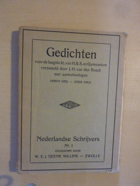 J.H. van den Bosch - Gedichten Nederlandse schrijvers 1, Boeken, Verzenden, Gelezen