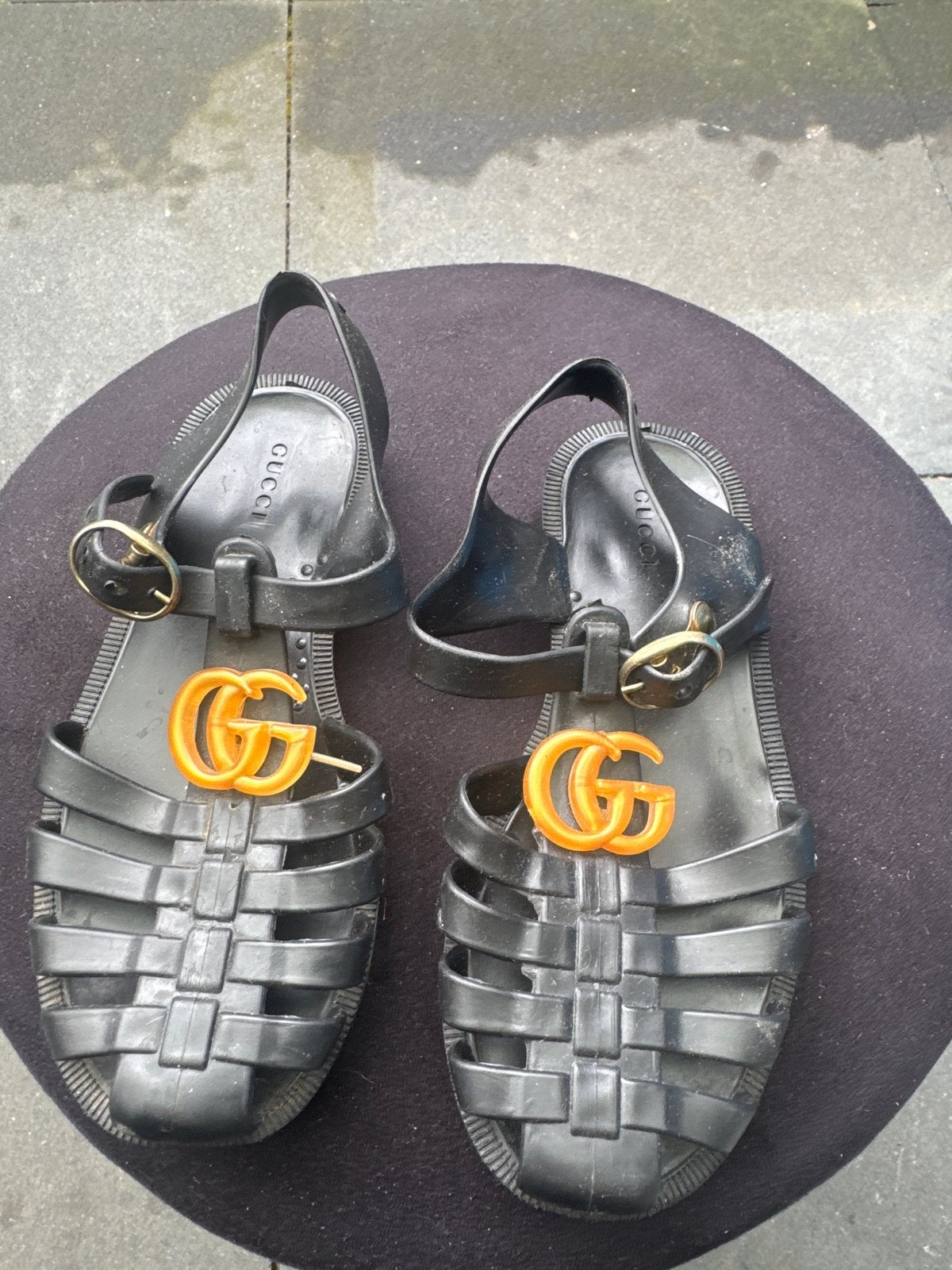 Gucci stijl sandalen maat 25/26, Ophalen, Gedragen, Zwart, Sandalen of Muiltjes