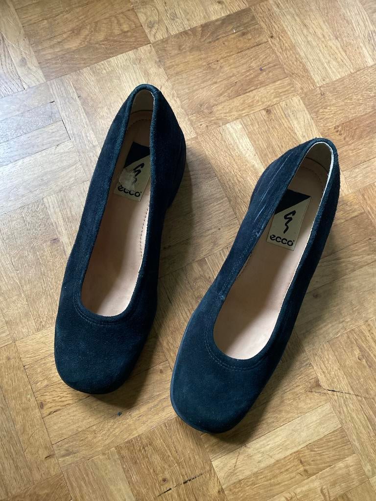 Ecco zwarte suède ballerina's, maat 38, Ophalen of Verzenden, Zo goed als nieuw, Zwart, Ballerina's