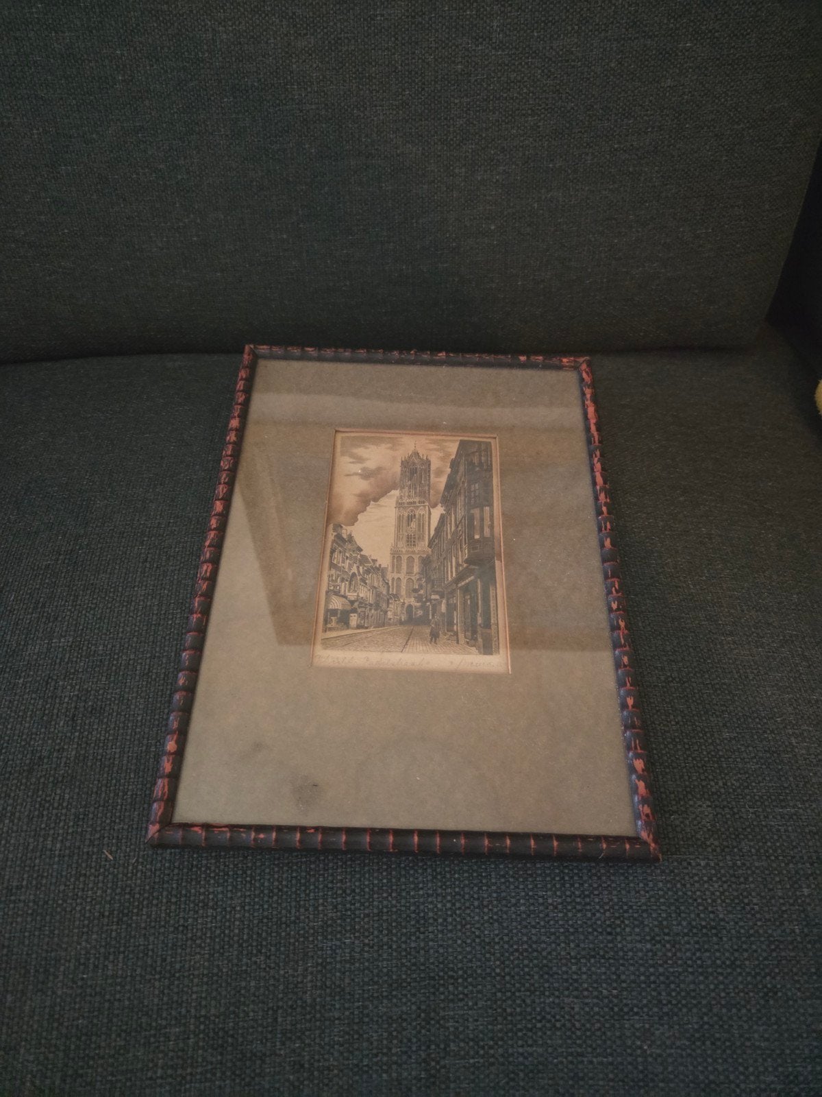 Antieke ets van de Domtoren in Utrecht, Antiek en Kunst, Ingelijst, 1800 - 1899, Ets, Stadsgezicht