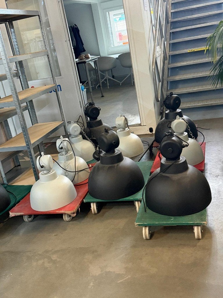 Retro plafondlamp/hanglamp– antraciet en grijs -15€ /st,14st, Huis en Inrichting, Ophalen of Verzenden, Gebruikt, Metaal