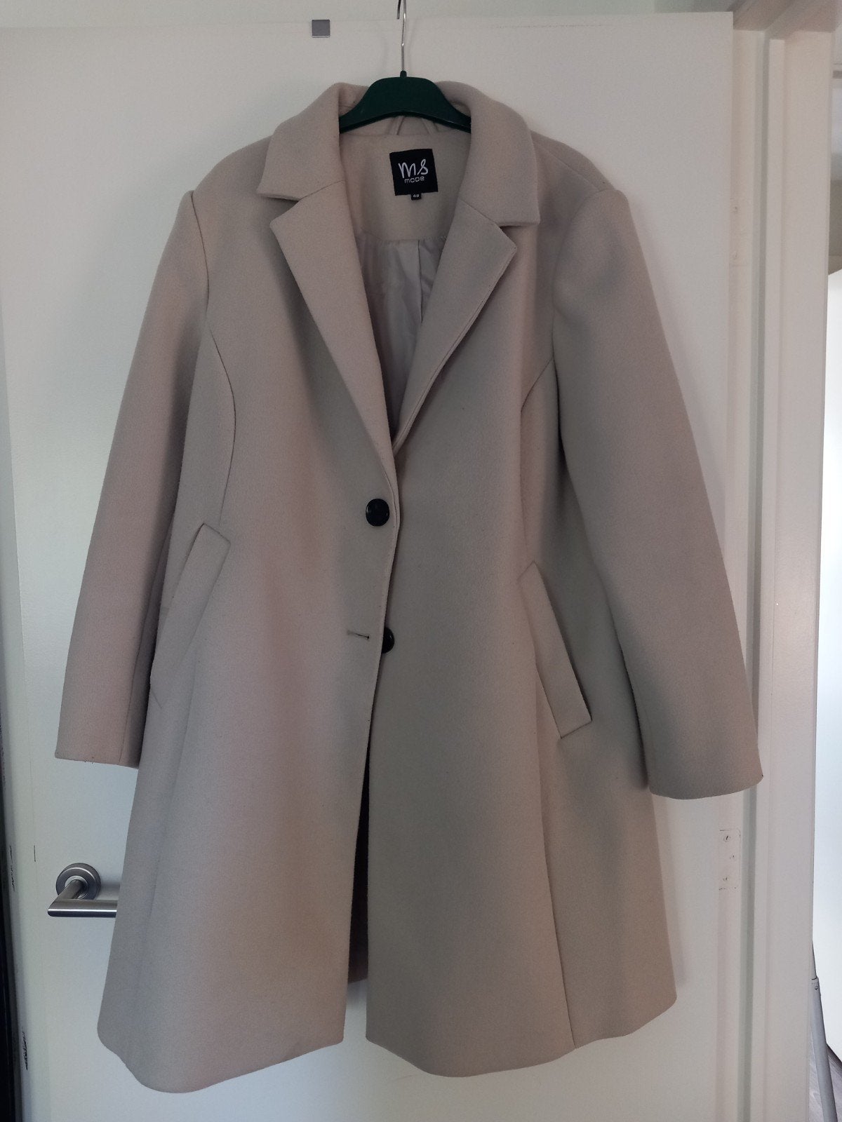 wollen jas, Ophalen, Zo goed als nieuw, Maat 46/48 (XL) of groter, Beige