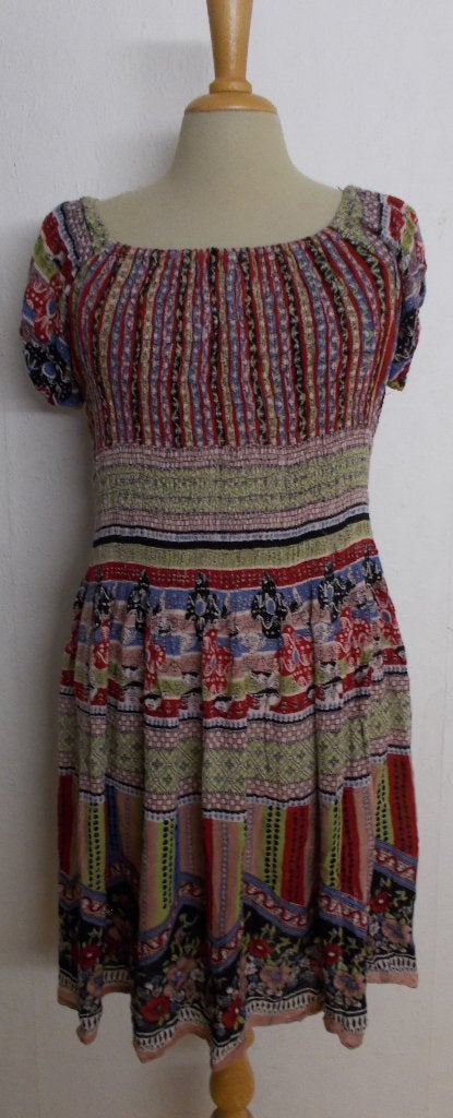 100% katoen batik look print jurkje! L, Kleding | Dames, Jurken, Maat 42/44 (L), Zo goed als nieuw, Knielengte, Meerkleurig