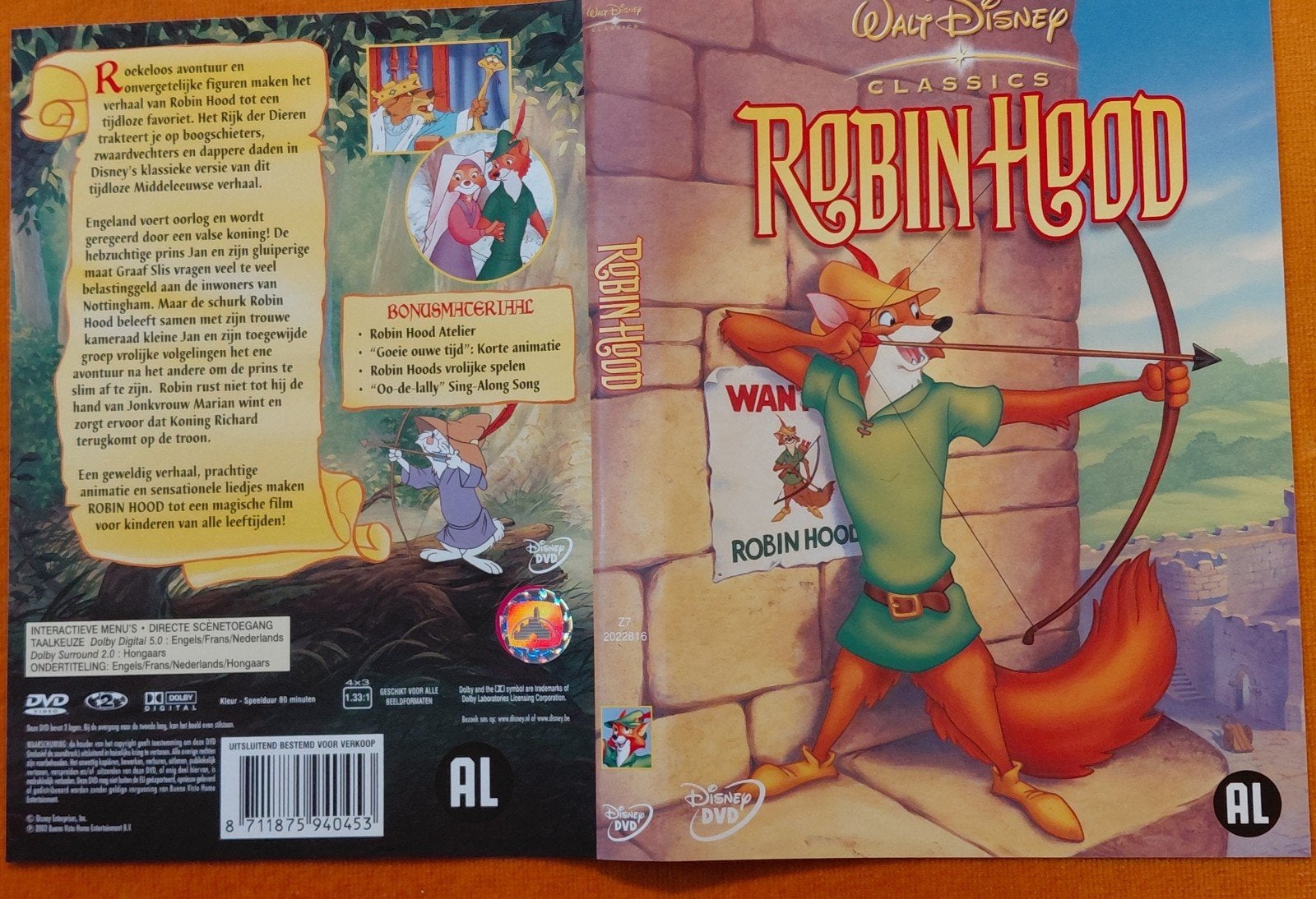 Disney Classics: Robin Hood DVD -  voor alle leeftij, Cd's en Dvd's, Animatie, Ophalen of Verzenden, Gebruikt, Nederlands