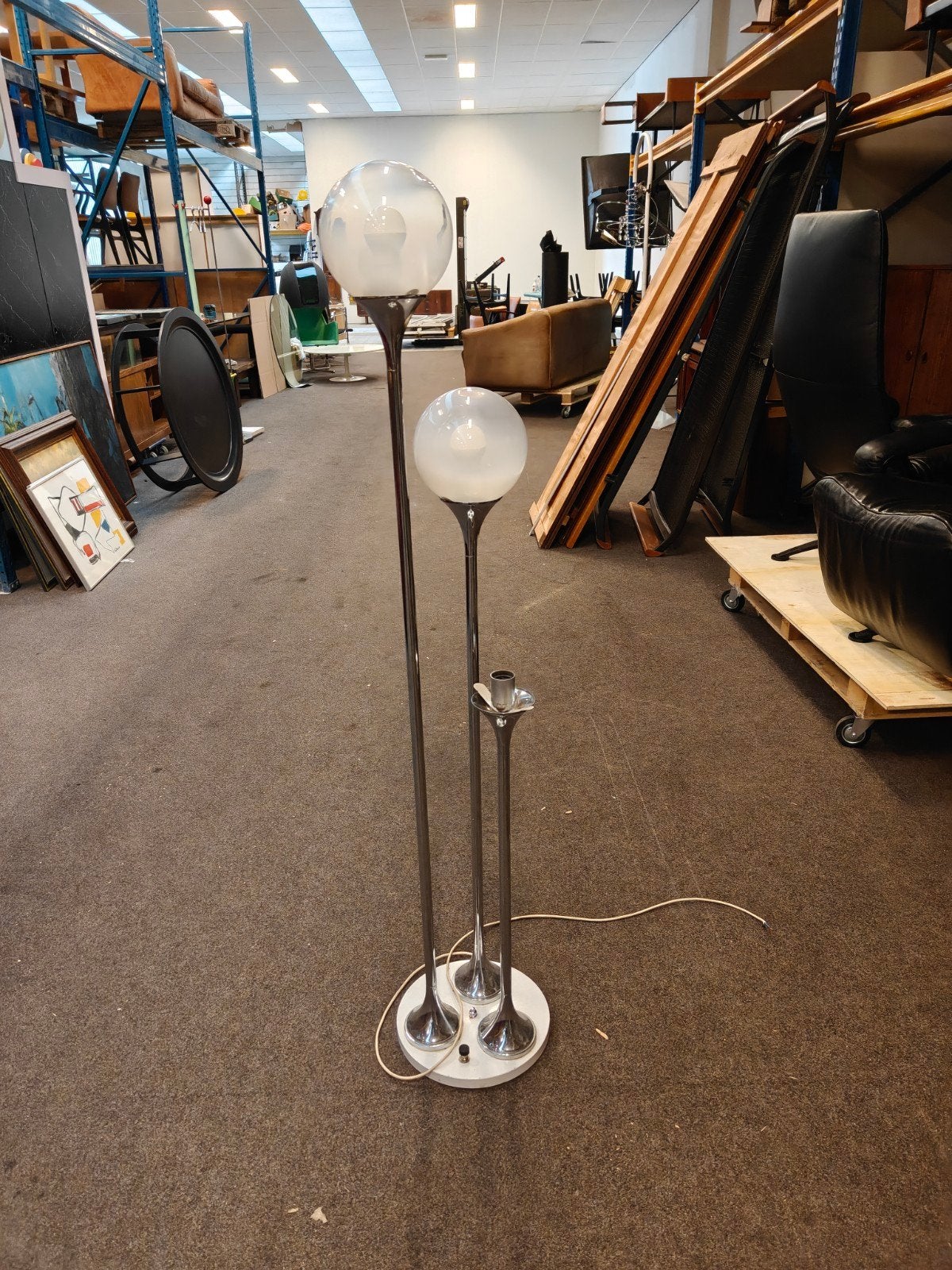 Targetti Sankey Vloerlamp, Gebruikt, 100 tot 150 cm, Glas, Vintage, Mid-century Modern